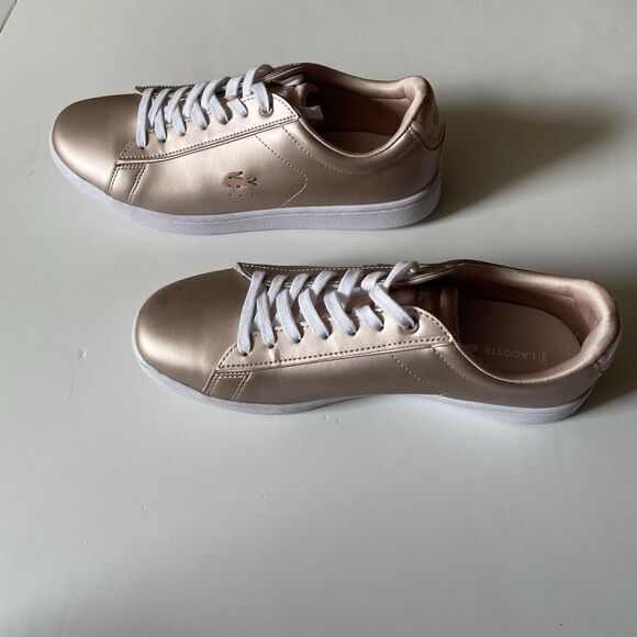 Lacoste Womens Carnaby EVO 118 7 SPW Metallic Pink White Sneaker Shoes Size 7.5 - Picture 5 of 8